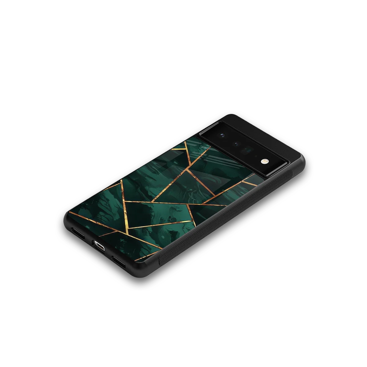 Geometric green google pixel 6 pro mobile cover | shockproof glass phone case
