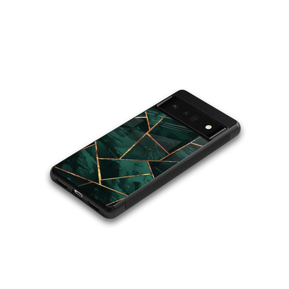 Geometric green google pixel 6 pro mobile cover | shockproof glass phone case