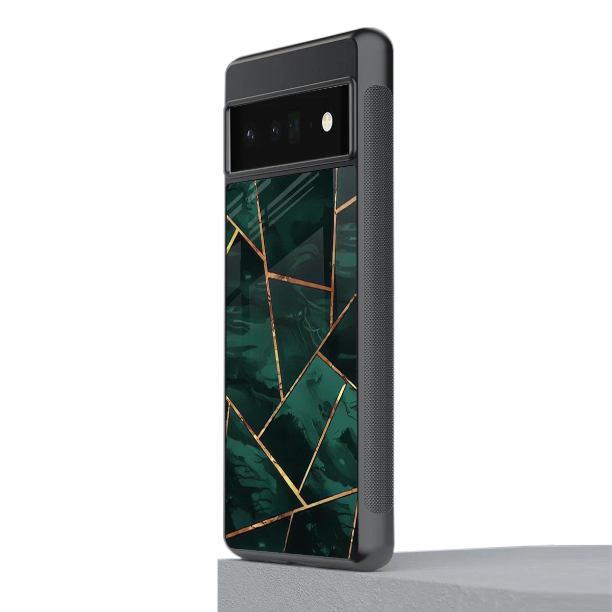 Geometric green stylish phone case for google pixel 6 pro | glossy glass and slim fit