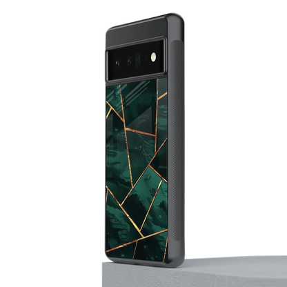 Geometric green stylish phone case for google pixel 6 pro | glossy glass and slim fit