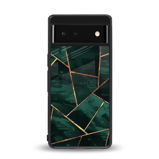 Geometric green back phone cover | glass case for google pixel 6