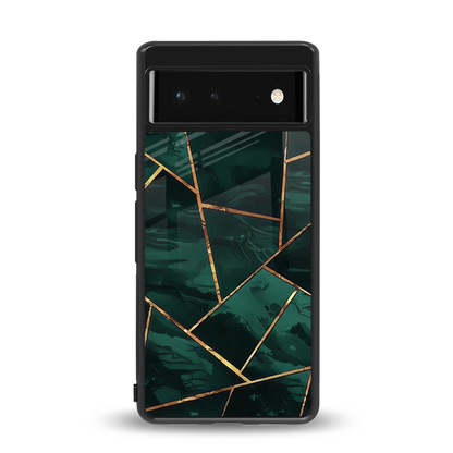 Geometric green back phone cover | glass case for google pixel 6a