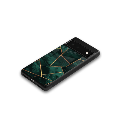 Geometric green google pixel 6a mobile cover | shockproof glass phone case