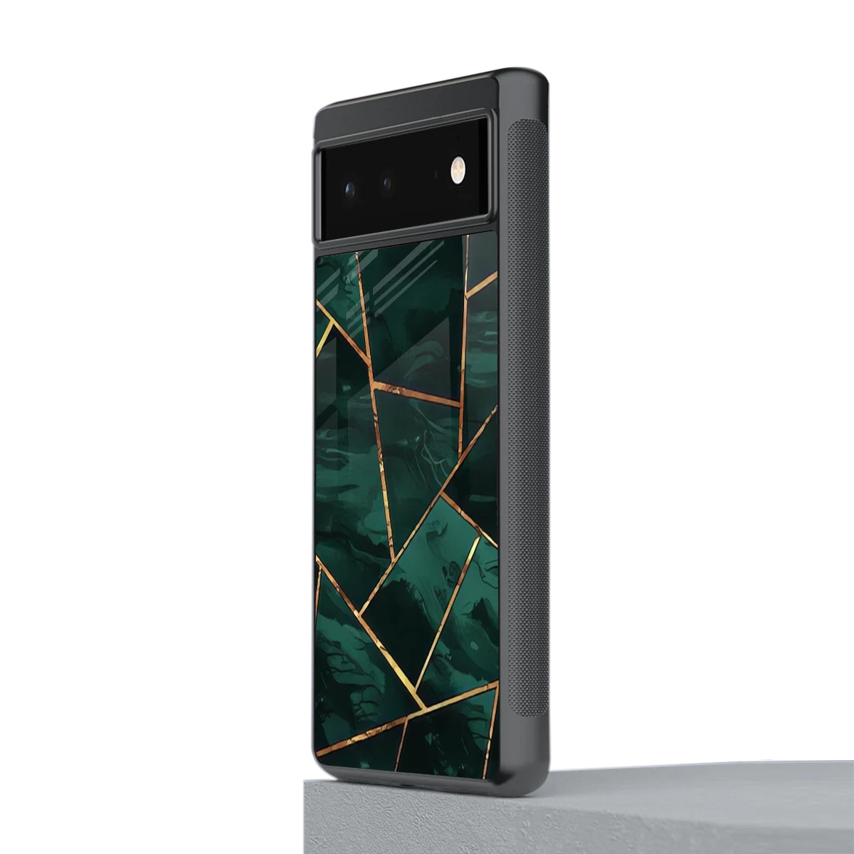 Geometric green stylish phone case for google pixel 6a | glossy glass and slim fit