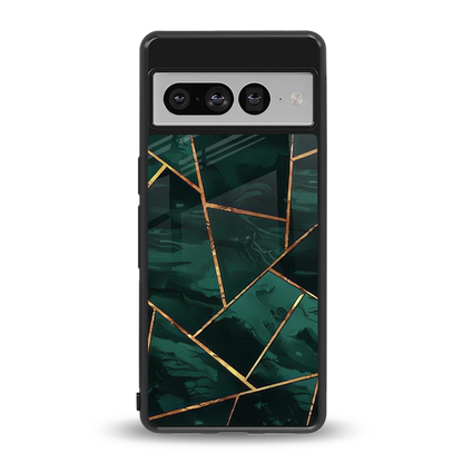 Geometric green back phone cover | glass case for google pixel 7 pro