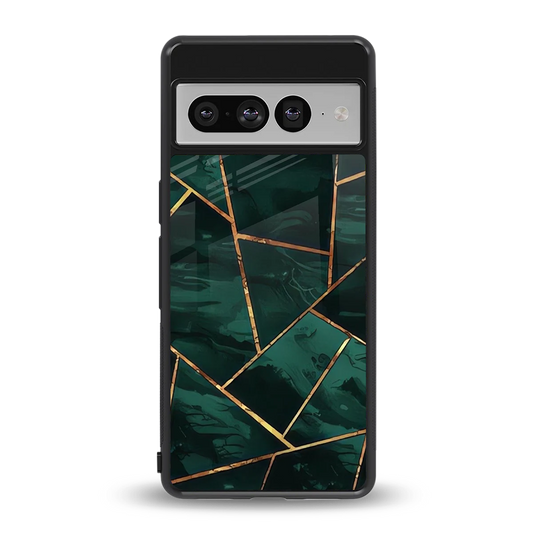 Geometric green back phone cover | glass case for google pixel 7 pro