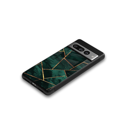 Geometric green google pixel 7 pro mobile cover | shockproof glass phone case