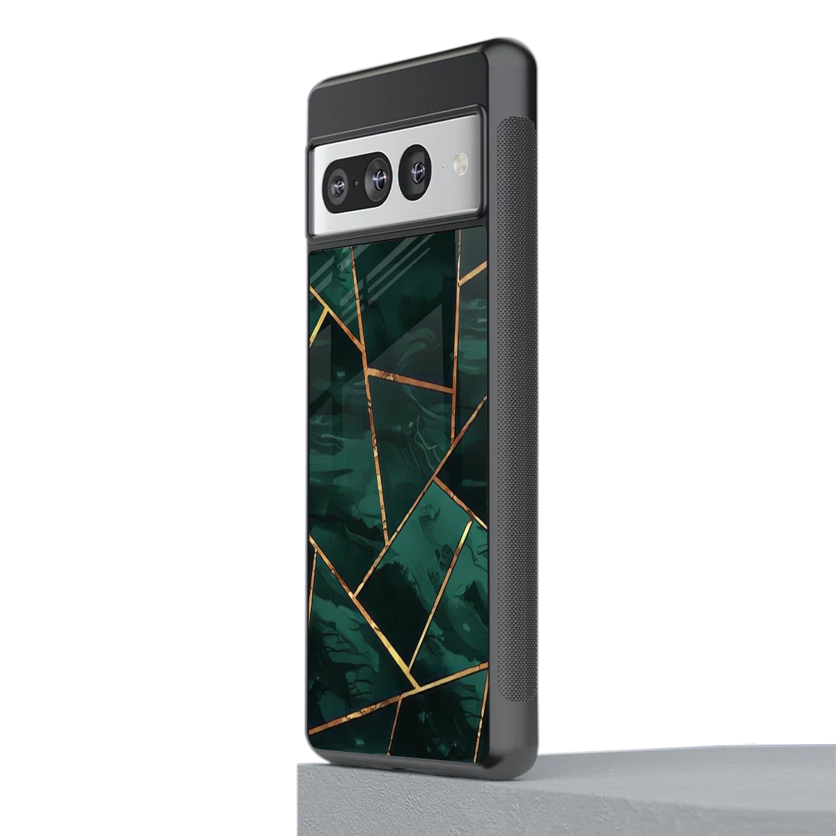 Geometric green stylish phone case for google pixel 7 pro | glossy glass and slim fit