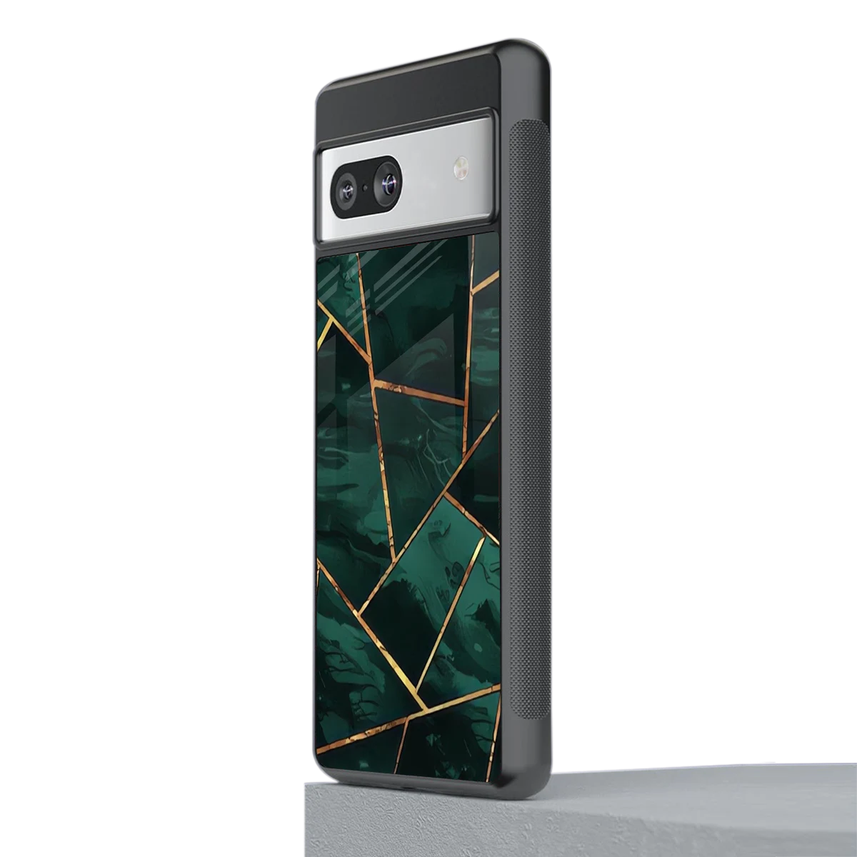 Geometric green stylish phone case for google pixel 7 | glossy glass and slim fit