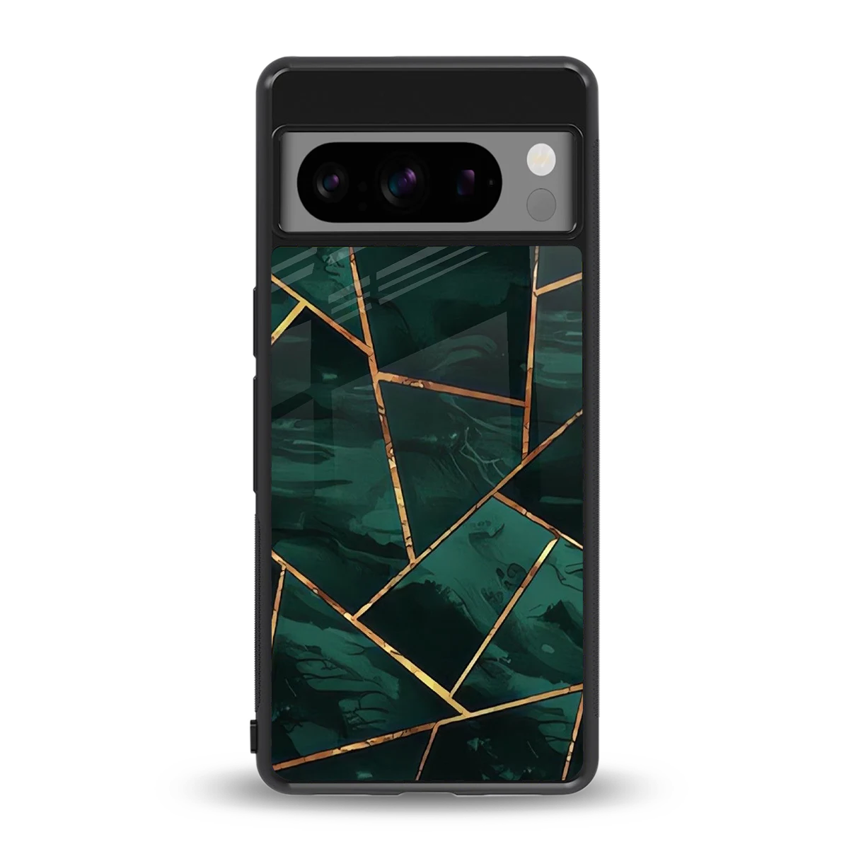 Geometric green back phone cover | glass case for google pixel 8 pro
