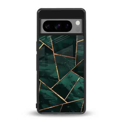 Geometric green back phone cover | glass case for google pixel 8 pro