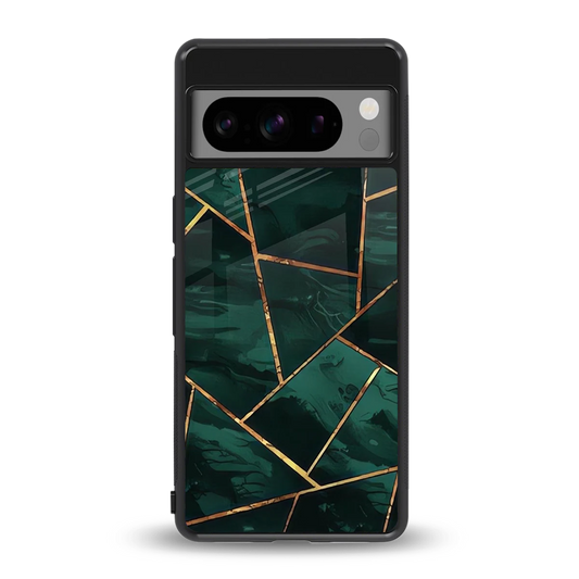 Geometric green back phone cover | glass case for google pixel 8 pro