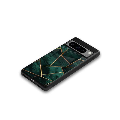 Geometric green google pixel 8 pro mobile cover | shockproof glass phone case