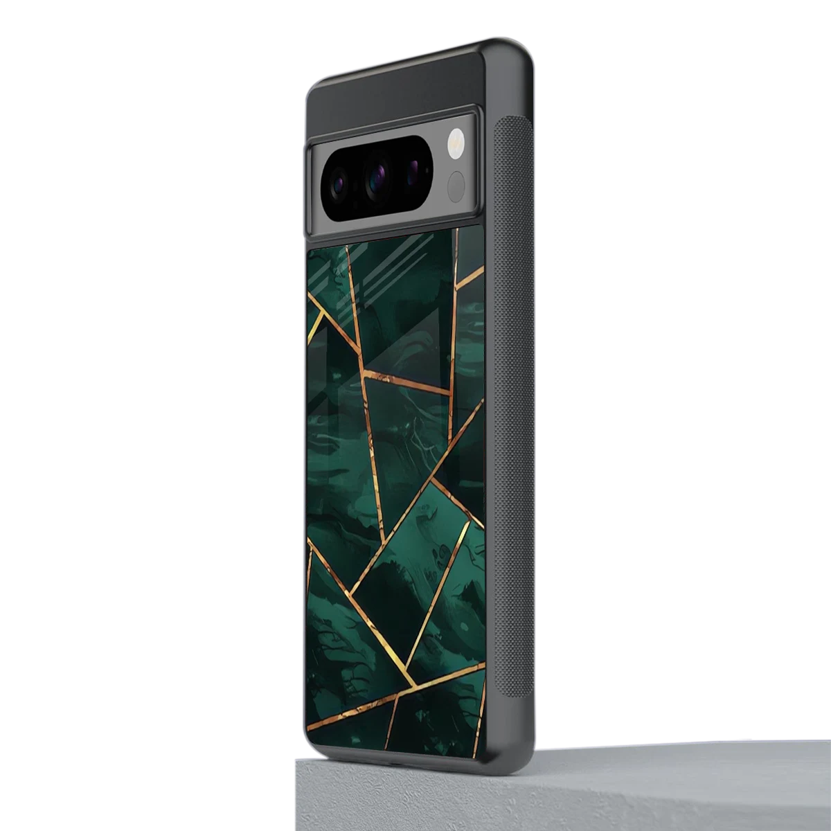 Geometric green stylish phone case for google pixel 8 pro | glossy glass and slim fit