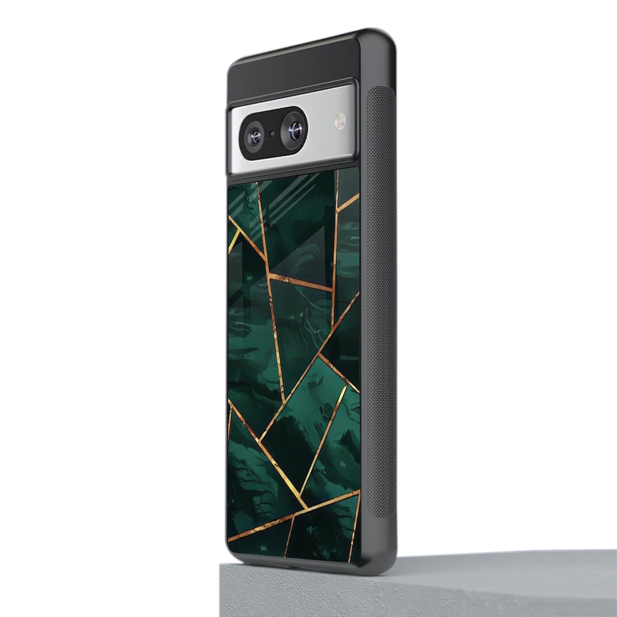 Geometric green stylish phone case for google pixel 8 | glossy glass and slim fit