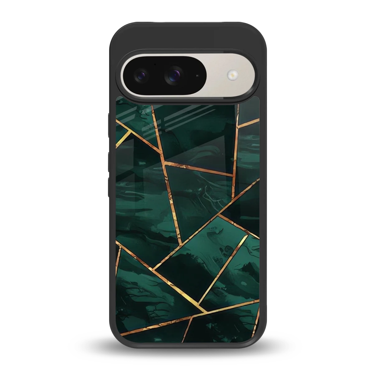 Geometric green back phone cover | glass case for google pixel 9