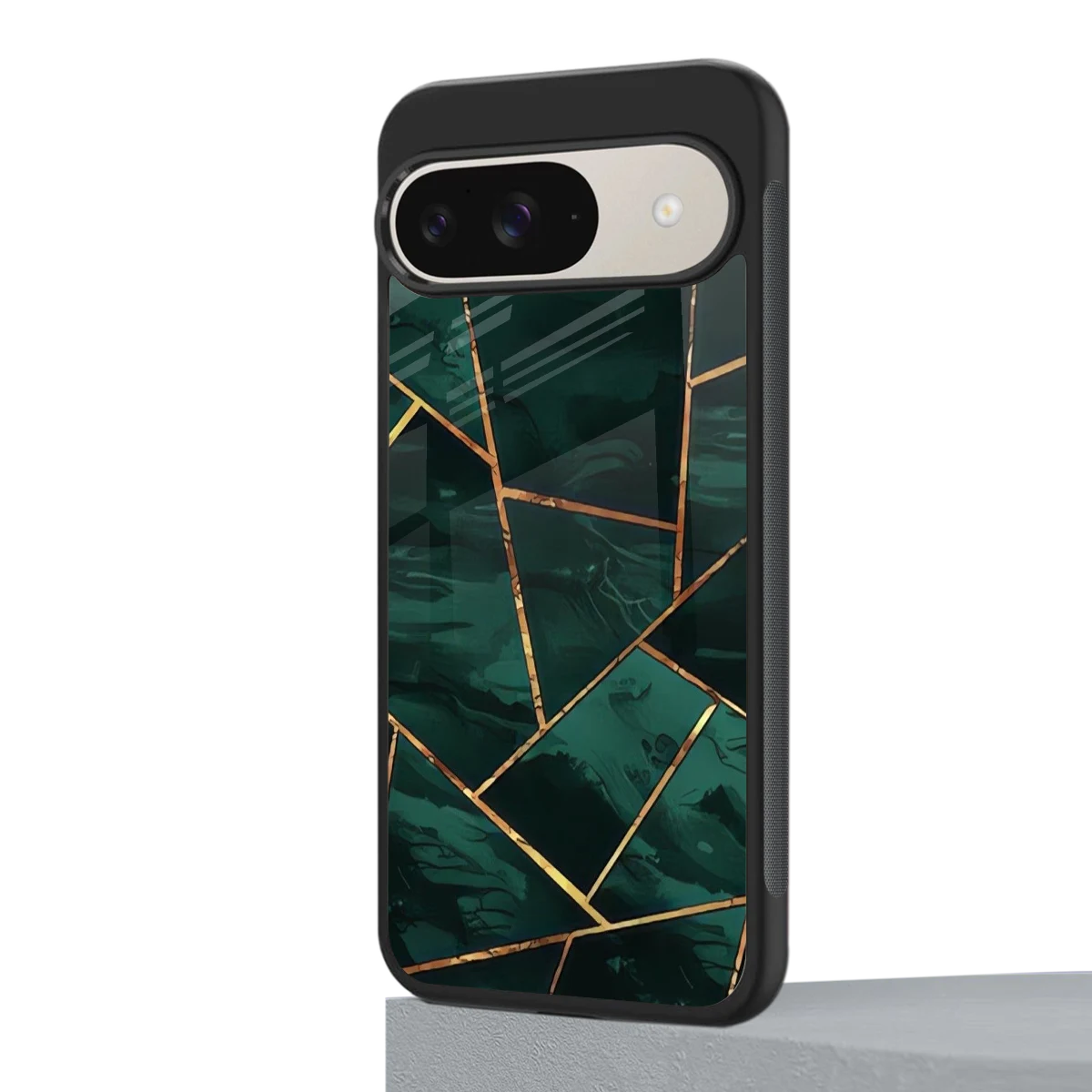 Geometric green google pixel 9 mobile cover | shockproof glass phone case