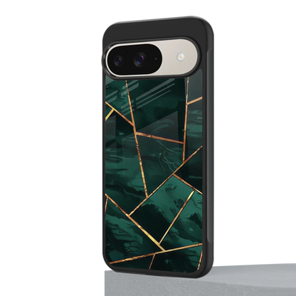 Geometric green google pixel 9 mobile cover | shockproof glass phone case