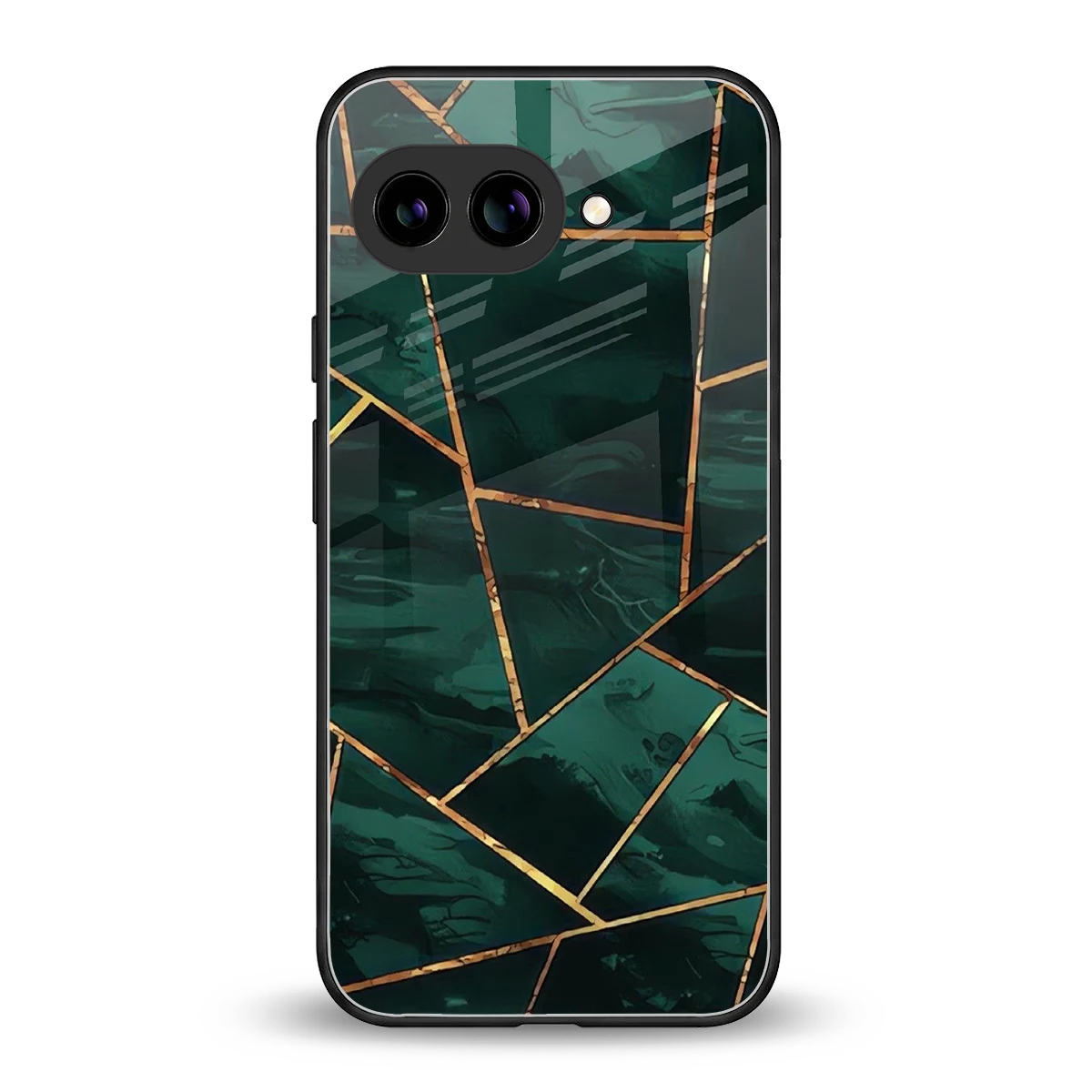 Geometric green back phone cover | glass case for google pixel 9a
