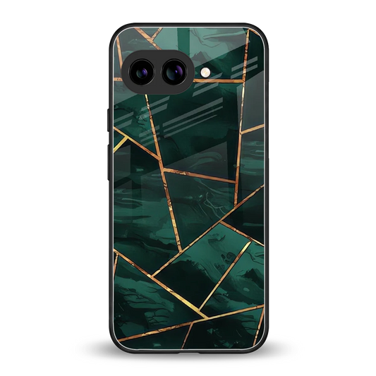 Geometric green back phone cover | glass case for google pixel 9a