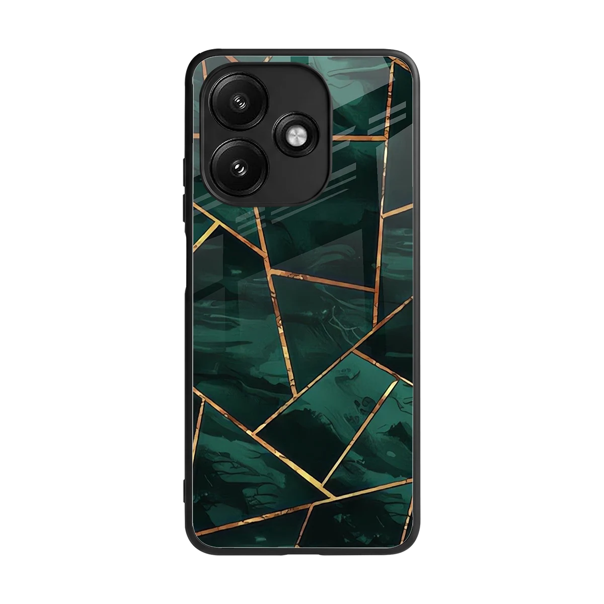 Geometric green back phone cover | glass case for redmi 12 5g