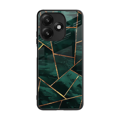 Geometric green back phone cover | glass case for redmi 12 5g