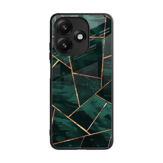 Geometric green back phone cover | glass case for redmi 12 5g
