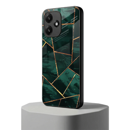 Geometric green redmi 12 5g mobile cover | shockproof glass phone case