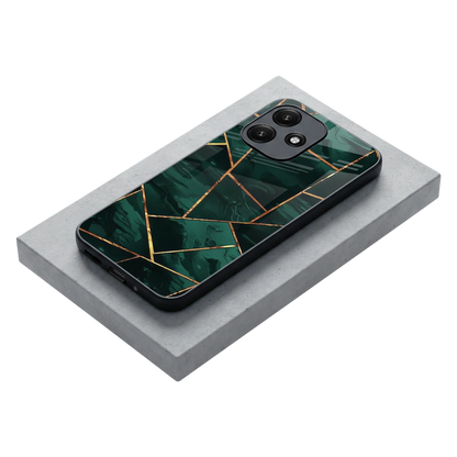 Geometric green stylish phone case for redmi 12 5g | glossy glass and slim fit