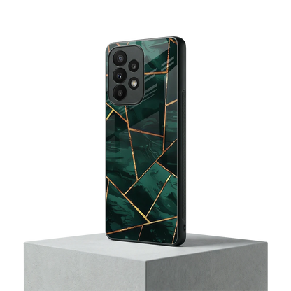 Geometric green samsung galaxy a23 mobile cover | shockproof glass phone case