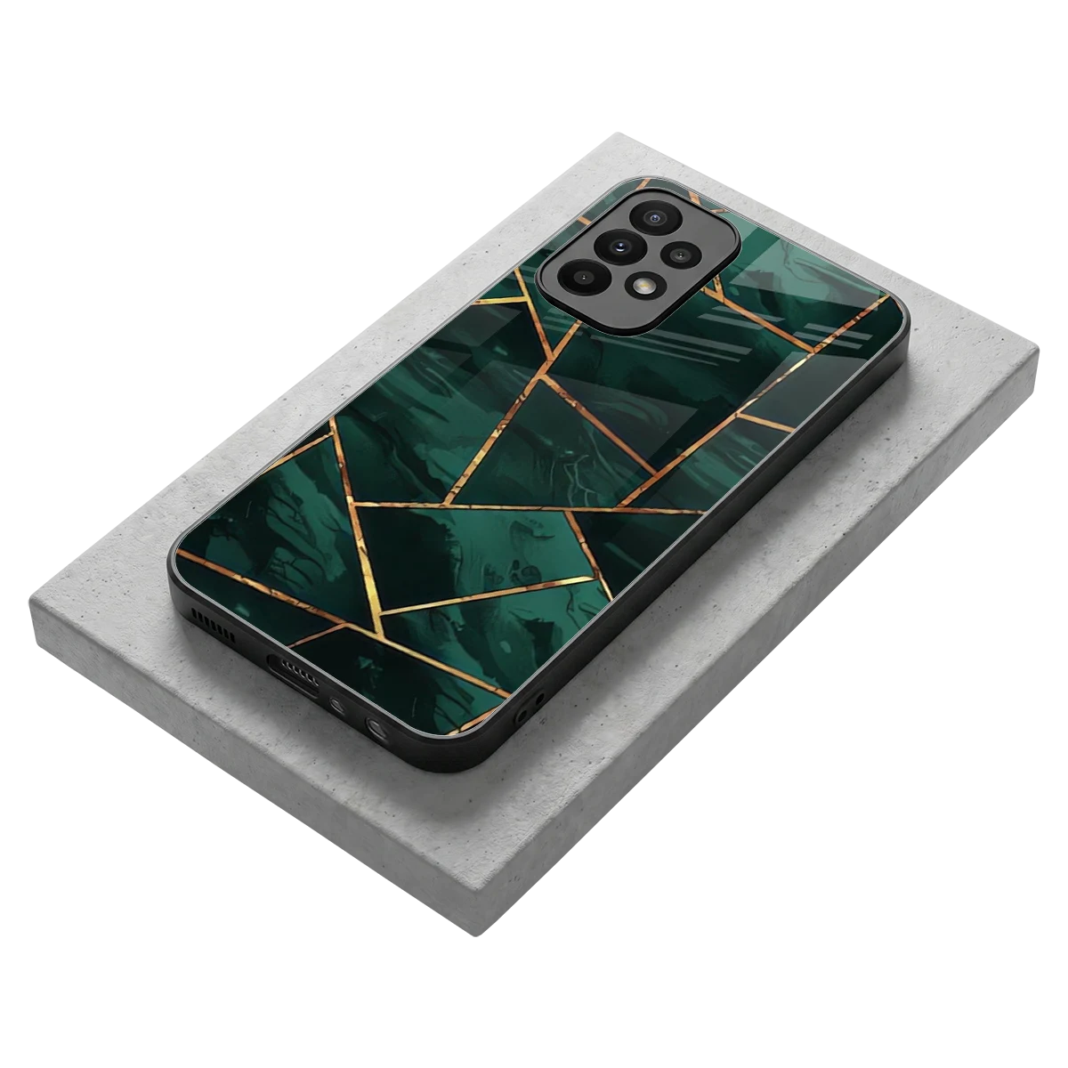 Geometric green stylish phone case for samsung galaxy a23 | glossy glass and slim fit