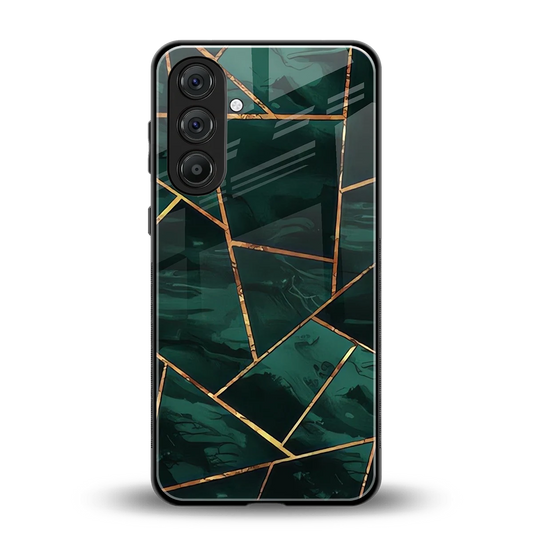 Geometric green back phone cover | glass case for samsung galaxy m36 5g