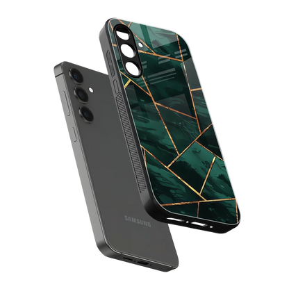 Geometric green sleek samsung galaxy a55 5g cover with tempered glass back and TPU edges