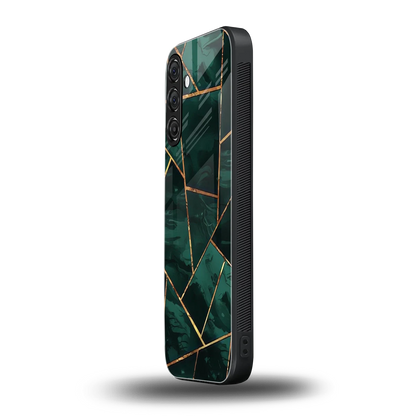 Geometric green samsung galaxy a55 5g mobile cover | shockproof glass phone case