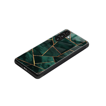 Geometric green stylish phone case for samsung galaxy a37 5g | glossy glass and slim fit