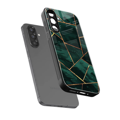 Geometric green sleek samsung galaxy a37 5g cover with tempered glass back and TPU edges
