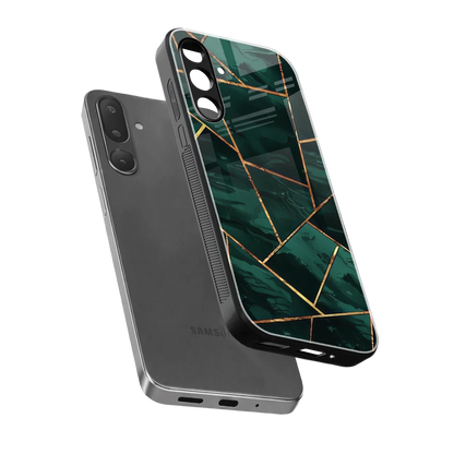 Geometric green sleek samsung galaxy m56 5g cover with tempered glass back and TPU edges