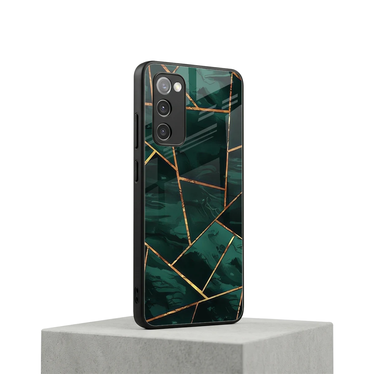 Geometric green samsung galaxy s20 fe mobile cover | shockproof glass phone case