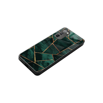 Geometric green stylish phone case for samsung galaxy s20 fe | glossy glass and slim fit