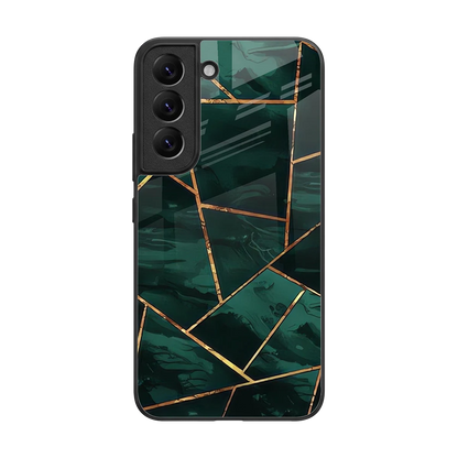 Geometric green back phone cover | glass case for samsung galaxy s22