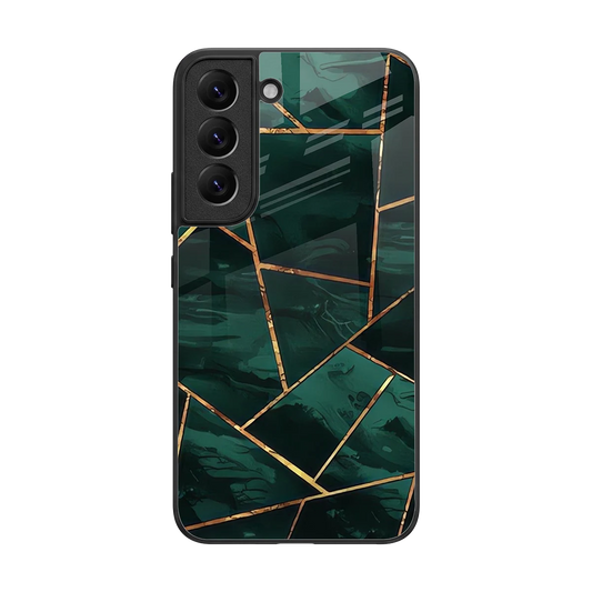 Geometric green back phone cover | glass case for samsung galaxy s22