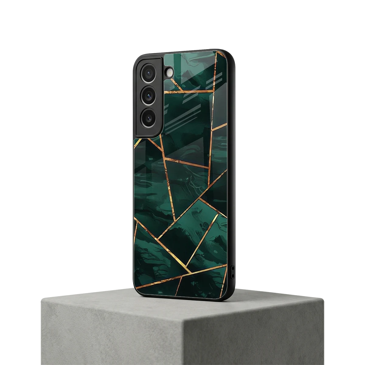 Geometric green samsung galaxy s22 mobile cover | shockproof glass phone case