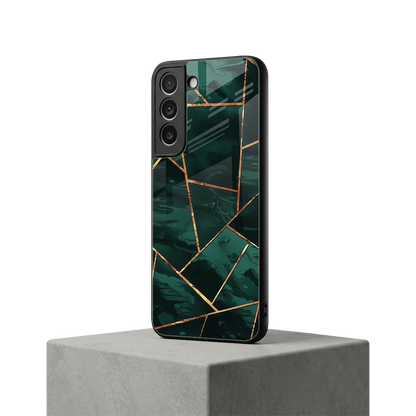 Geometric green samsung galaxy s22 mobile cover | shockproof glass phone case