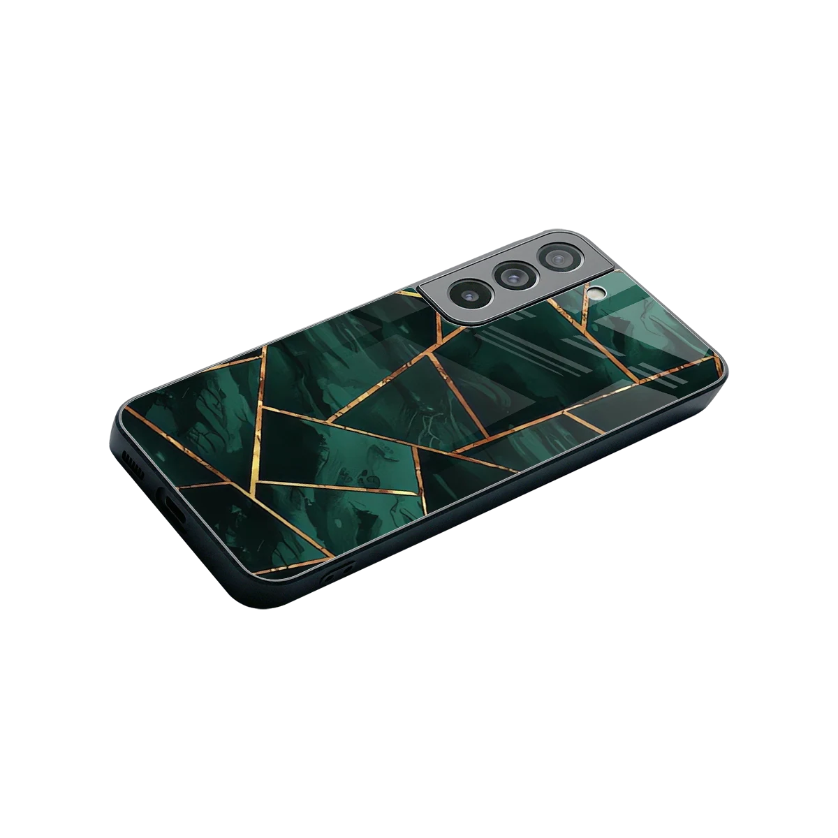 Geometric green stylish phone case for samsung galaxy s22 | glossy glass and slim fit