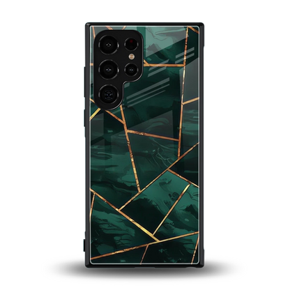 Geometric green back phone cover | glass case for samsung galaxy s23 ultra
