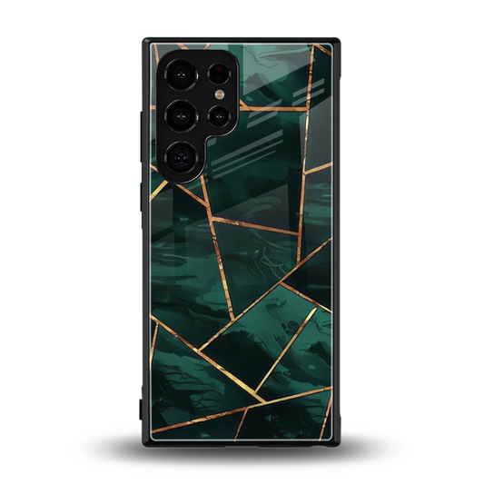 Geometric green back phone cover | glass case for samsung galaxy s23 ultra