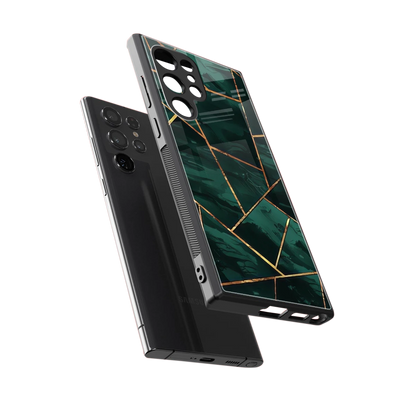 Geometric green sleek samsung galaxy s23 ultra cover with tempered glass back and TPU edges