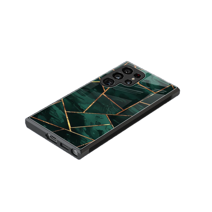 Geometric green stylish phone case for samsung galaxy s23 ultra | glossy glass and slim fit