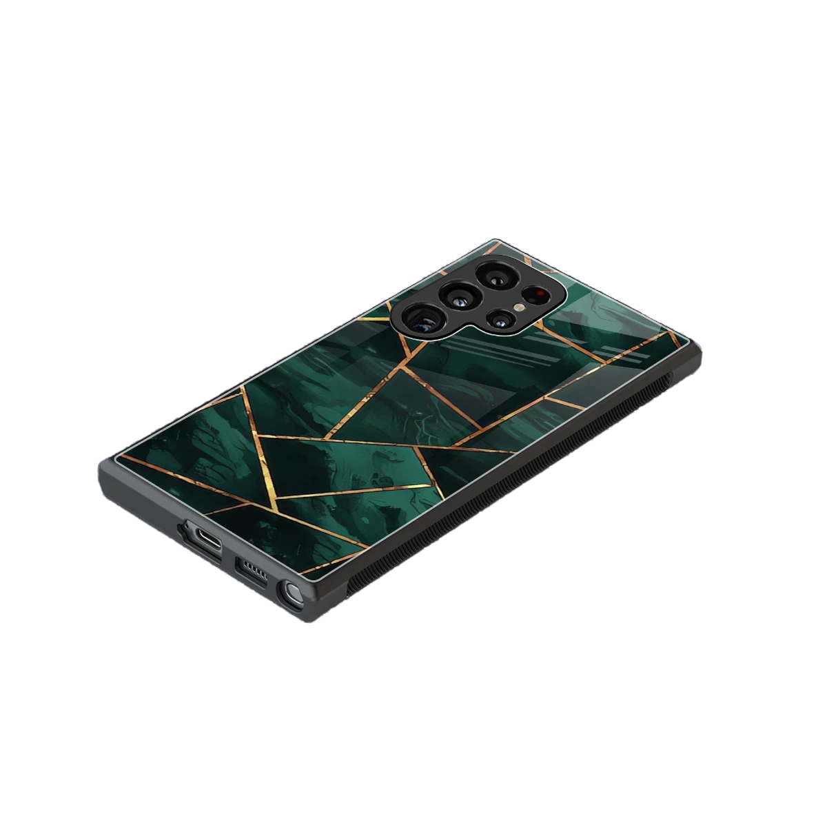 Geometric green stylish phone case for samsung galaxy s24 ultra | glossy glass and slim fit