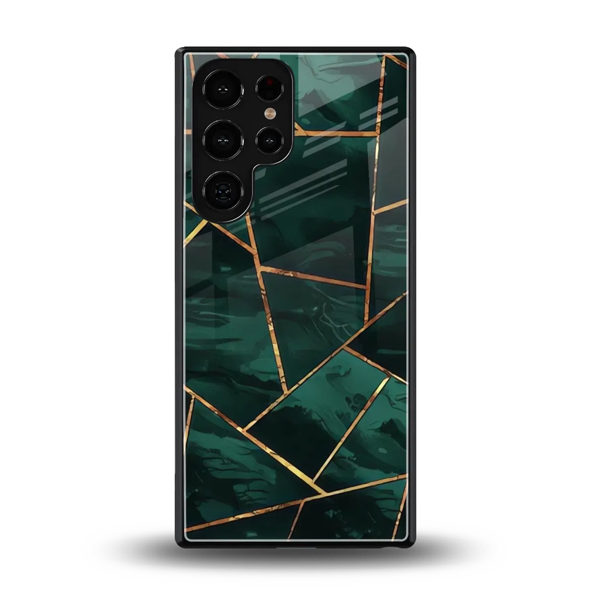 Geometric green back phone cover | glass case for samsung galaxy s25 ultra